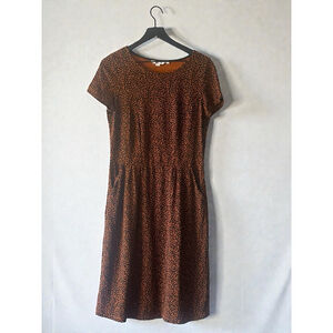 Boden Leopard Print Cotton Short Sleeve Dress Pockets Size 8R